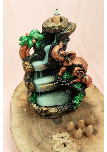 Buyuk Boy Fil Figürlü Biblo Model Geri Akış Şelale Tütsülük 5 Adet Koni Hediye fırsatları