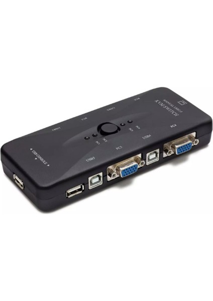 HD230 VGA USB Kvm Switch 4giriş 1çıkış Siyah 4 Farkı Bilgisayarı Tek Ekrana Bağlar