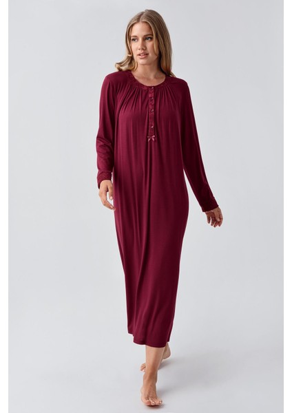 Uzun Kollu Düğmeli Esnek Viskoz Gecelik 18104 fiyatları