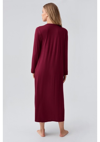 Uzun Kollu Düğmeli Esnek Viskoz Gecelik 18104 modelleri