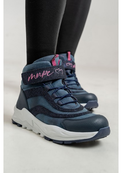 Kız Çocuk Lacivert Suni Deri Suya Dayanıklı Anatomik Günlük Bot