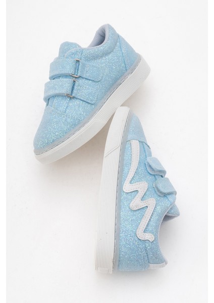 Kız Çocuk Mavi Simli Sneaker Ayakkabı