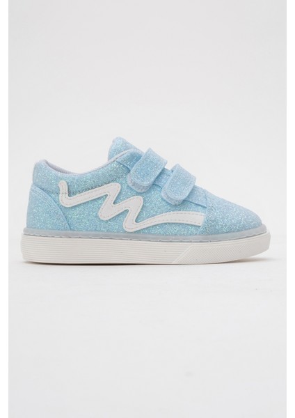 Kız Çocuk Mavi Simli Sneaker Ayakkabı