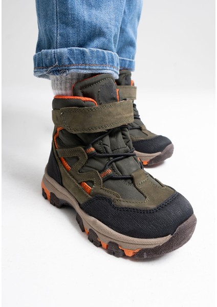 Erkek Çocuk Haki Hakiki Deri Anatomik Günlük Bot