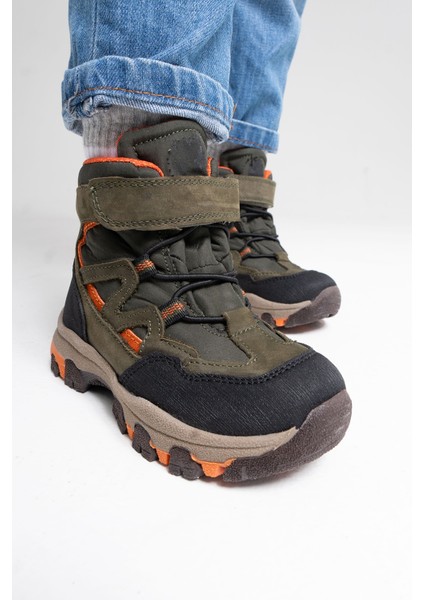 Erkek Çocuk Haki Hakiki Deri Anatomik Günlük Bot