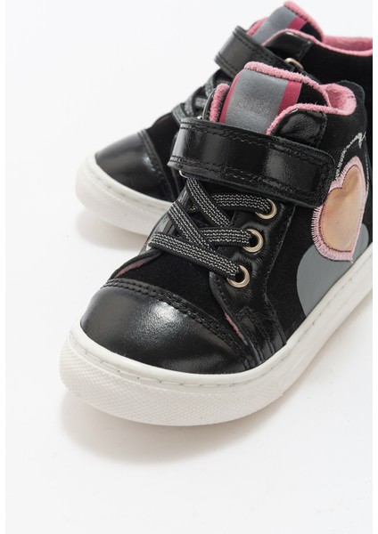 Kız Çocuk Siyah Hakiki Deri Suya Dayanıklı Anatomik Günlük Bot