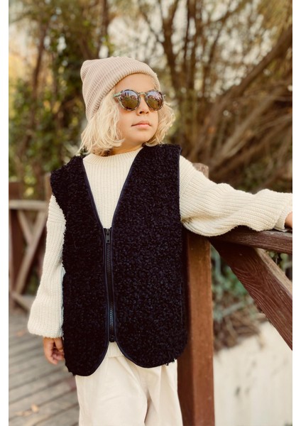 Unisex Çocuk Fermuarlı Cepli Peluş Yelek fiyatları