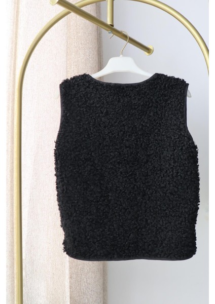 Unisex Çocuk Fermuarlı Cepli Peluş Yelek