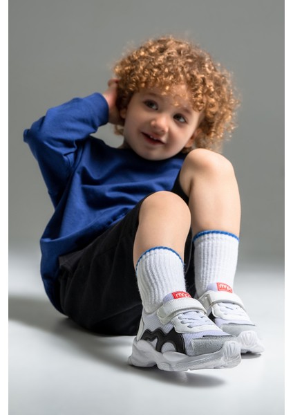 Erkek Çocuk Beyaz Hakiki Deri Günlük Spor Ayakkabı