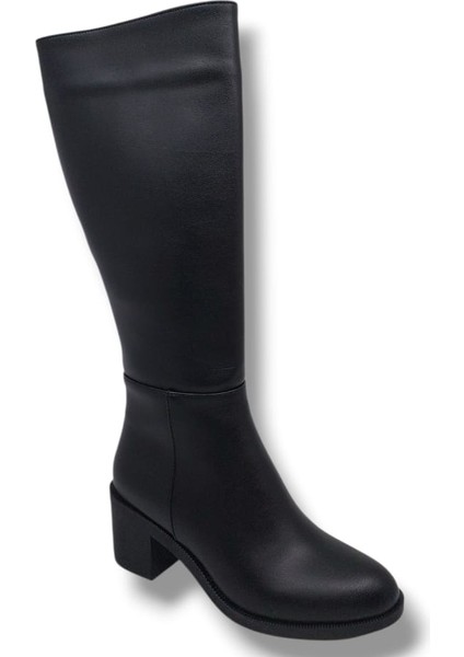 Izlife 760 Kadın Siyah Uzun Fermuarlı Kalın Topuklu Çizme modelleri