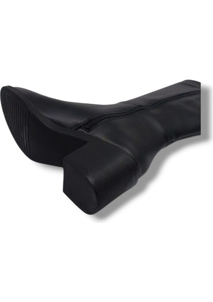 Izlife 760 Kadın Siyah Uzun Fermuarlı Kalın Topuklu Çizme fırsatları