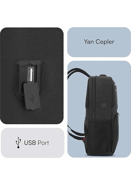 Business x MCC-804 14.1 Inç Laptop Sırt Çantası, Mackbook Sırt Çantası, USB Şarj Portlu Bilgisayar ve Notebook Çantası, Kadın Erkek Bilgisayar Iş Çantası, Üniversite Okul Çantası, Siyah indirimleri