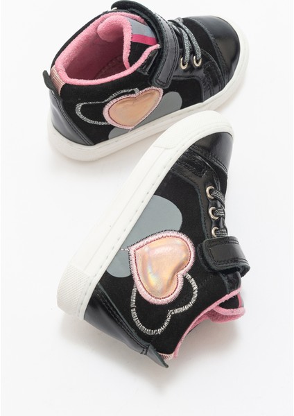 Kız Çocuk Siyah Hakiki Deri Suya Dayanıklı Anatomik Günlük Bot