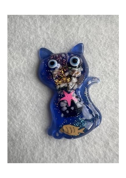 Temalı Magnet Set, Mavi Kedi ve Kalp Şeklinde, Balık ve Deniz Yıldızı Desenli, 2 Parça Buzdolabı Süsü (2, Kedi-Kalp) modelleri