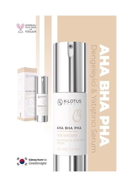K-Lotus Beauty Cildi Onarma ve Ölü Hücrelerden Arındırma Etkili Dengeleyici & Yatıştırıcı Aha Bha Pha Cilt Serumu 28 ml fiyatları