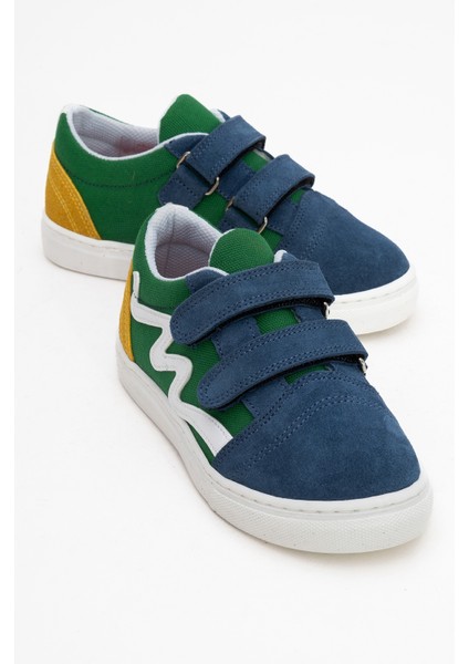 Erkek Çocuk Mavi Hakiki Deri Günlük Ayakkabı