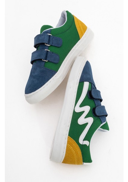 Erkek Çocuk Mavi Hakiki Deri Günlük Ayakkabı