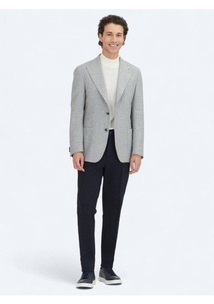 Gri Desenli Modern Fit Yün Karışımlı Ceket fiyatları