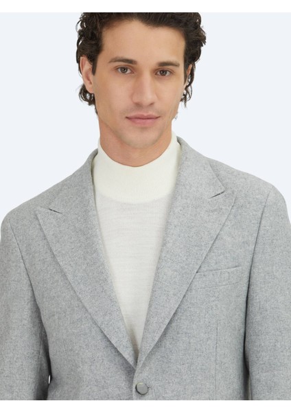 Gri Desenli Modern Fit Yün Karışımlı Ceket modelleri