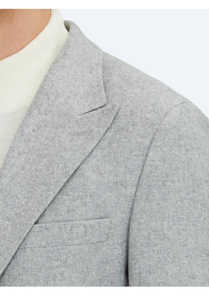 Gri Desenli Modern Fit Yün Karışımlı Ceket fırsatları