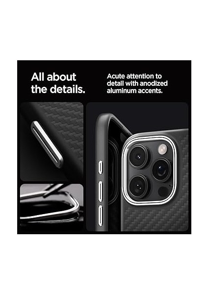 iPhone 16 Pro Max Magsafe Kılıf Enzo Aramid Hava Kanalı Teknolojisi™ Askeri Sınıf Koruma Magfit Black Silver Dokulu Yüzey Kapak - ACS08017 indirimleri