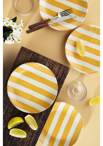 Ocean Line 4 Parça 20 cm Pasta Tabağı Sarı
