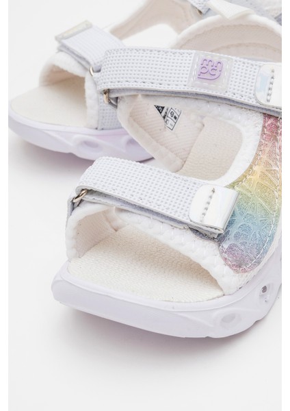 Kız Çocuk Beyaz Işıklı Anatomik Hafif Günlük Sandalet