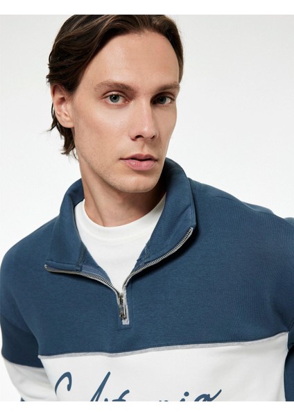 6WAM70034MK 624 Mavı Erkek Pamuk Jersey Sweatshırt