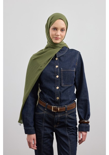 Organik Crash Şal Haki Yeşil