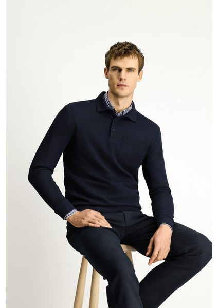 Polo Yaka Regular Fit Desenli Pamuk Sweatshırt modelleri