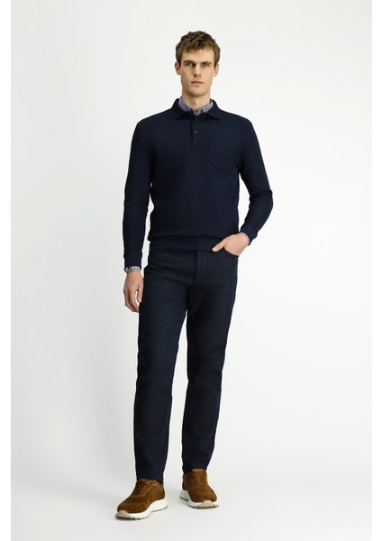 Polo Yaka Regular Fit Desenli Pamuk Sweatshırt indirimleri