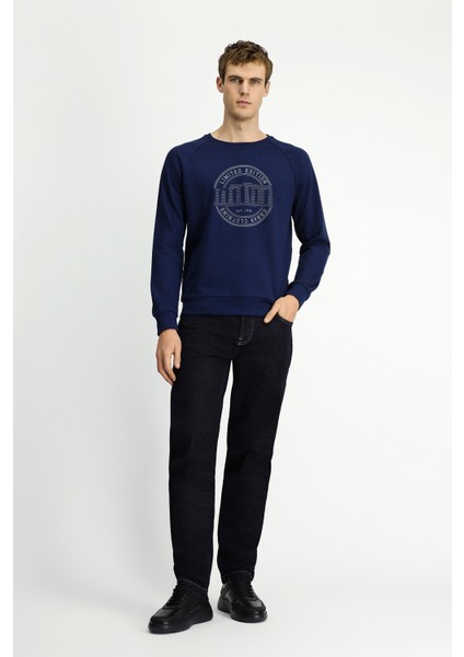 Bisiklet Yaka Regular Fit Baskılı Pamuk Sweatshirt modelleri