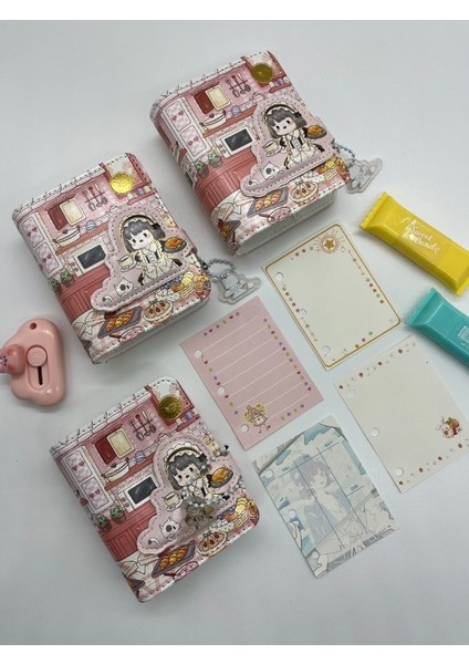 Lovely Kitchen Sevimli Kız Mini Planlayıcı Spiralli Defter/80 Yaprak/mıknatıslı Ajanda