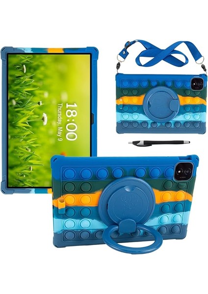 Honor Magic Pad 2 Tablet 12,3 Inç Için Kılıf, Silikon Darbeye Dayanıklı Koruyucu Kılıf Döner Stand/omuz Tutucu Honor Magic Pad 2 Tablet 12,3 Inç, Koyu Mavi