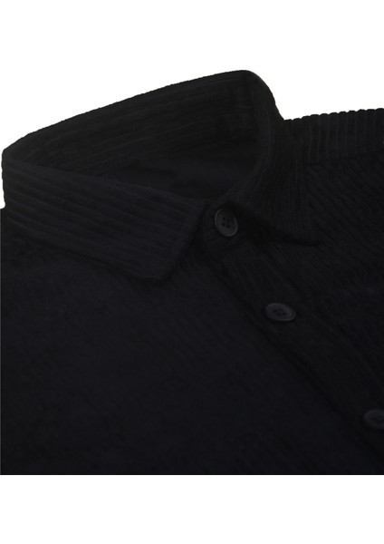 Siyah Cepli Likralı Kadife Kumaş Rahat Kesim Erkek Gömlek – Yumuşak Dokulu, Şık Tasarım Gömlek 2600759 indirimleri