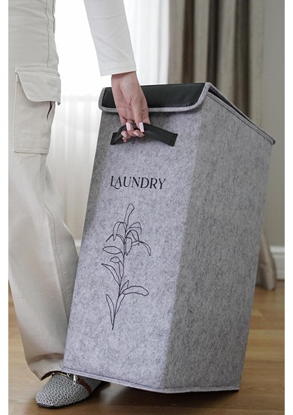 Derili Kapaklı Çamaşır Sepeti Kompakt -Katlanabilir Dayanıklı 25X40X60 cm modelleri