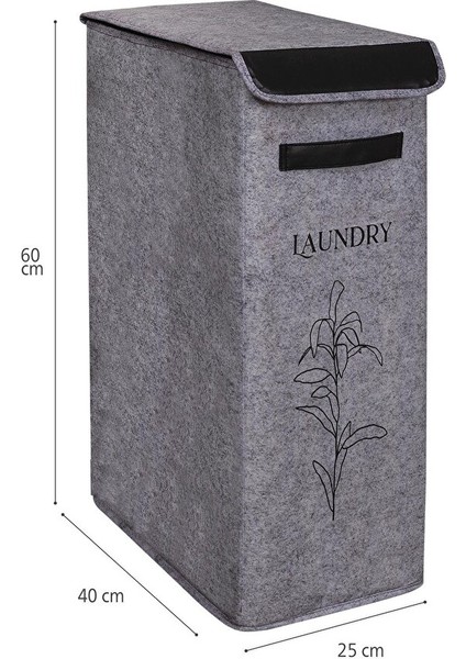Derili Kapaklı Çamaşır Sepeti Kompakt -Katlanabilir Dayanıklı 25X40X60 cm indirimleri