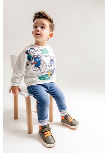 Erkek Çocuk Haki Hakiki Deri Anatomik Günlük Bot