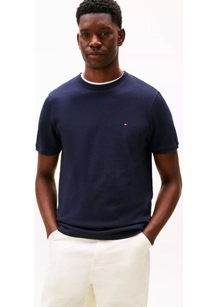 Erkek Regular Fit Pike Kumaş Bisiklet Yaka T-Shirt - Lacivert