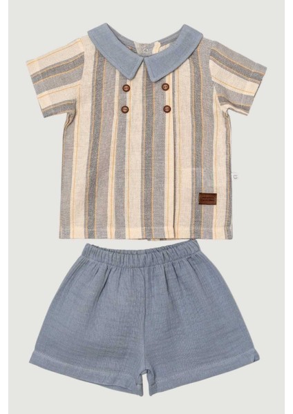 Erkek Bebek/çocuk Yakalı 2li Takım Ham Keten Yazlık Kumaş Alt Üst 3-6-9-12-19-24AYLIK modelleri