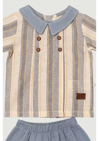 Erkek Bebek/çocuk Yakalı 2li Takım Ham Keten Yazlık Kumaş Alt Üst 3-6-9-12-19-24AYLIK fırsatları