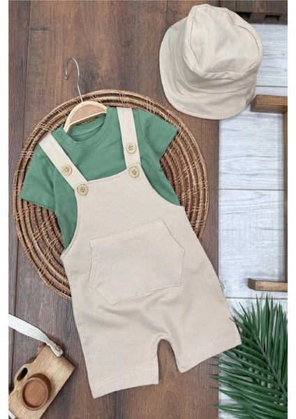 Salopet Safari Şapkalı Badili Rahat Beden Yazlık 3lü Erkek Bebek Takım/tulum fiyatları