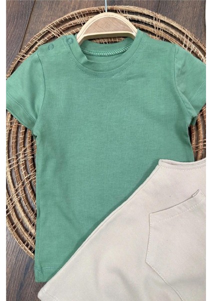 Salopet Safari Şapkalı Badili Rahat Beden Yazlık 3lü Erkek Bebek Takım/tulum