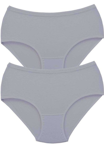 2 Adet Tutku Kadın Yüksek Bel Bato Kalın Lastik Külot Gri