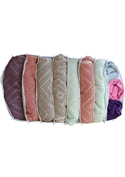 3'lü Organizer L Akordiyon L Boy 8 Bölmeli Çok Amaçlı Dolap Içi ve Çekmece Içi Düzenleyici Cepli modelleri