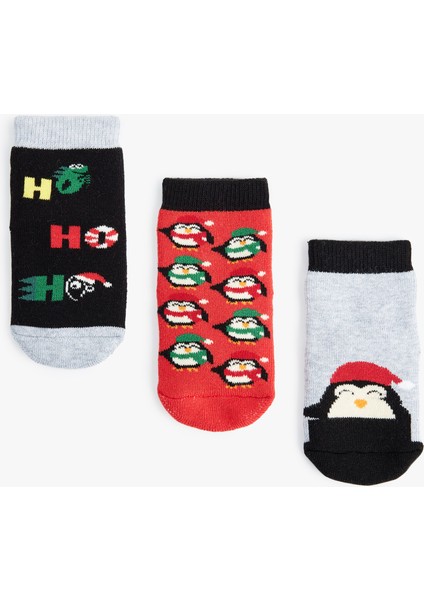 Yılbaşı Temalı Penguen Detaylı Pamuklu Havlu Çorap Seti fiyatları