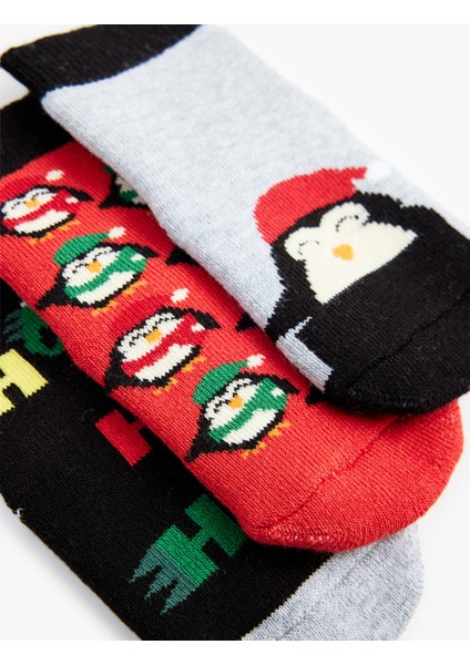 Yılbaşı Temalı Penguen Detaylı Pamuklu Havlu Çorap Seti modelleri