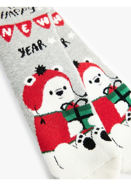 Yeni Yıl Temalı Pamuklu Havlu Çorap modelleri