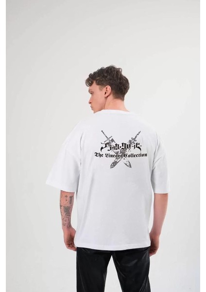 Unisex Bisiklet Yaka Baskılı Oversize T-Shirt - Beyaz fiyatları