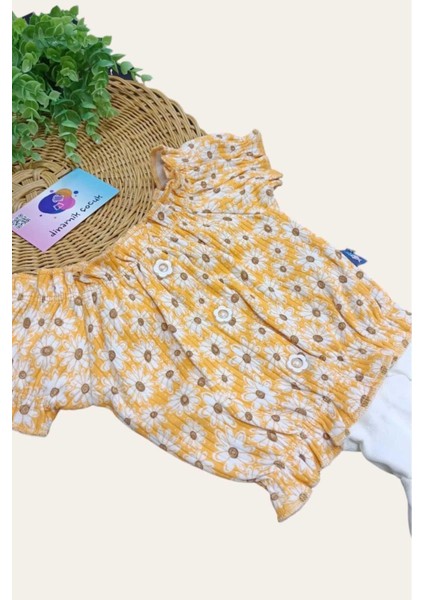 Kız Çocuk Yazlık Interlok Fitilli Kumaş Çiçek Baskılı Keten Şortlu Alt Üst 2li Takım Ince fırsatları